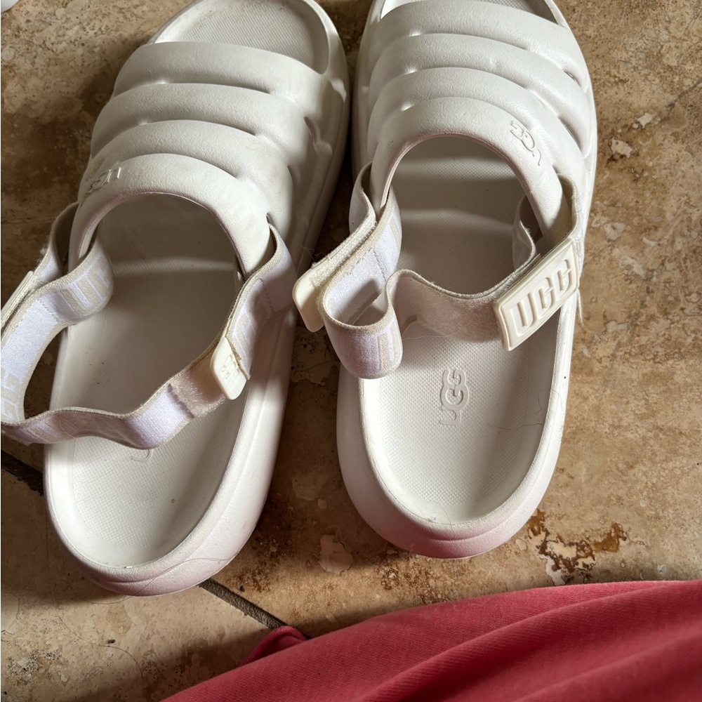 UGG White Slide Sandals